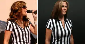 before and after natural breast augmentation, white female wearing referee shirt, innovations medical dallas