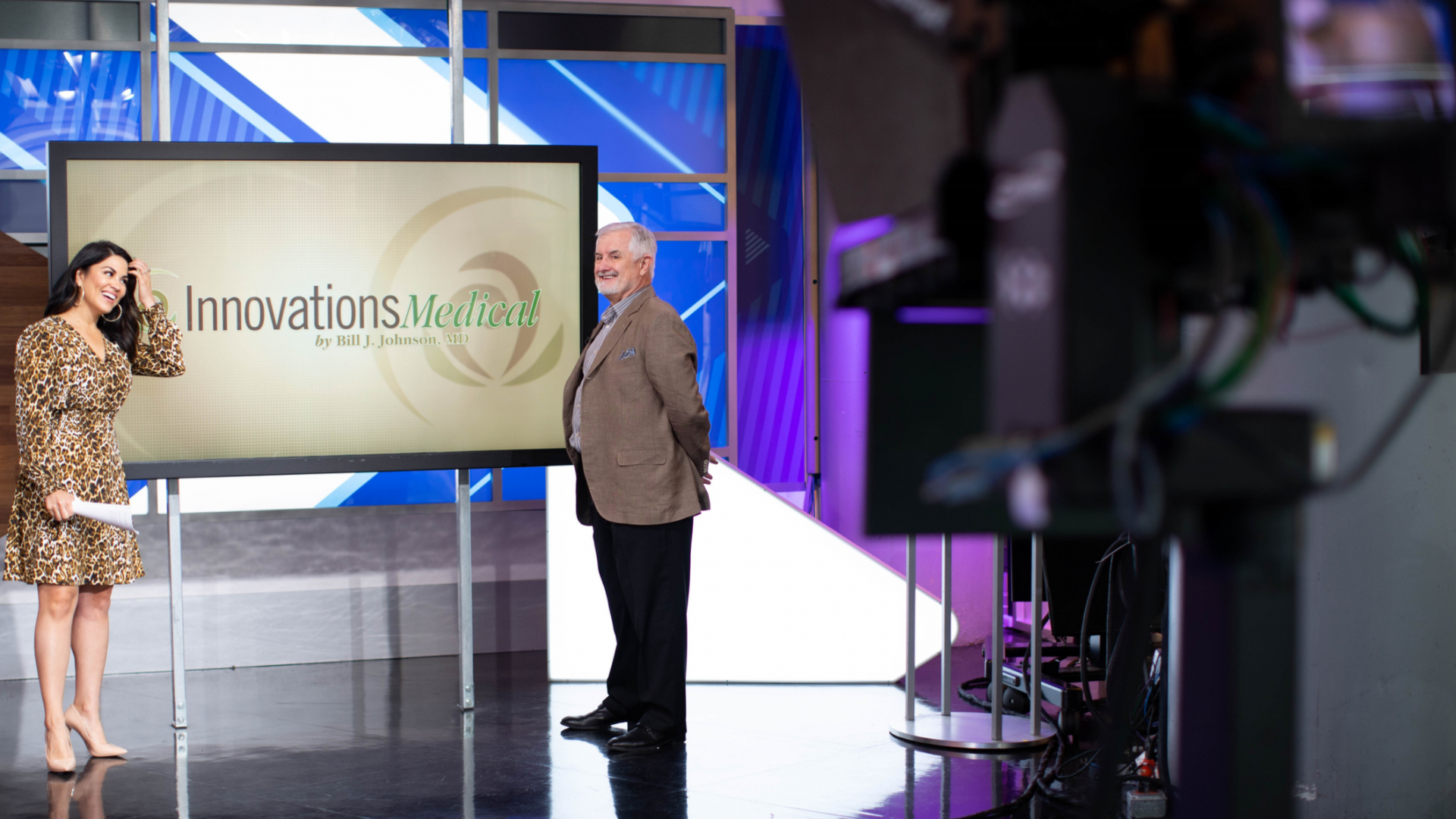 Dr. Bill Johnson at the Good Morning Texas studio with Alanna Sarabia in Dallas, Texas.