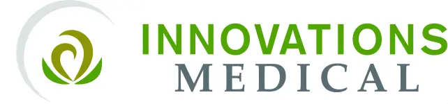 Innovations Medical logo with a green and gray abstract design on the left and the words “INNOVATIONS MEDICAL” in green and gray text on the right, reflecting expertise in procedures like liposuction Dallas and fat grafting.
