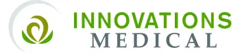 The image shows the Innovations Medical logo, featuring a green abstract design on the left and the words INNOVATIONS MEDICAL in green and gray capital letters on a white background, representing expertise in fat grafting and brazilian butt lift procedures.