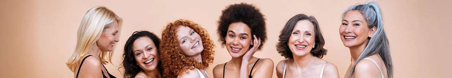 Diverse group of six smiling women of different ages and ethnicities – Innovations Medical homepage background.